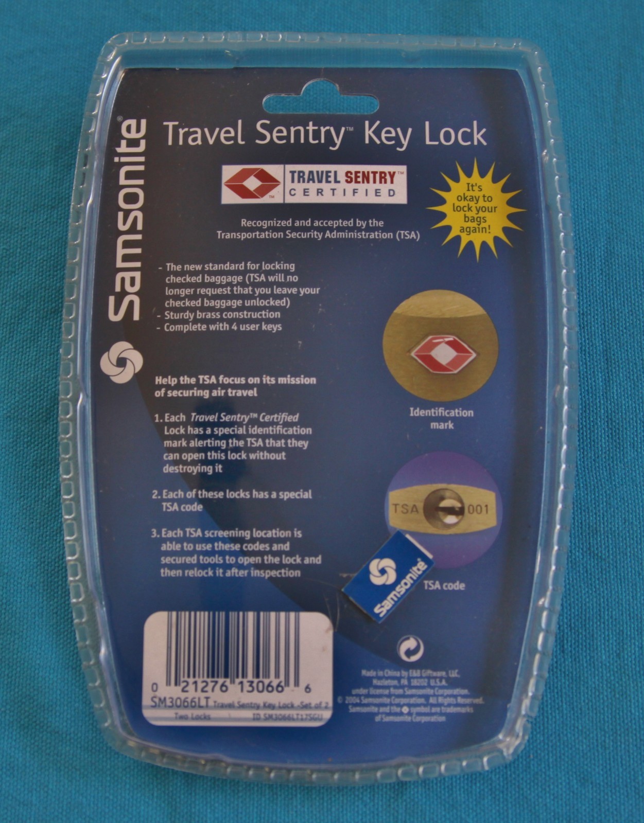 SAMSONITE TRAVEL SENTRY KEY LOCK - * NEW *