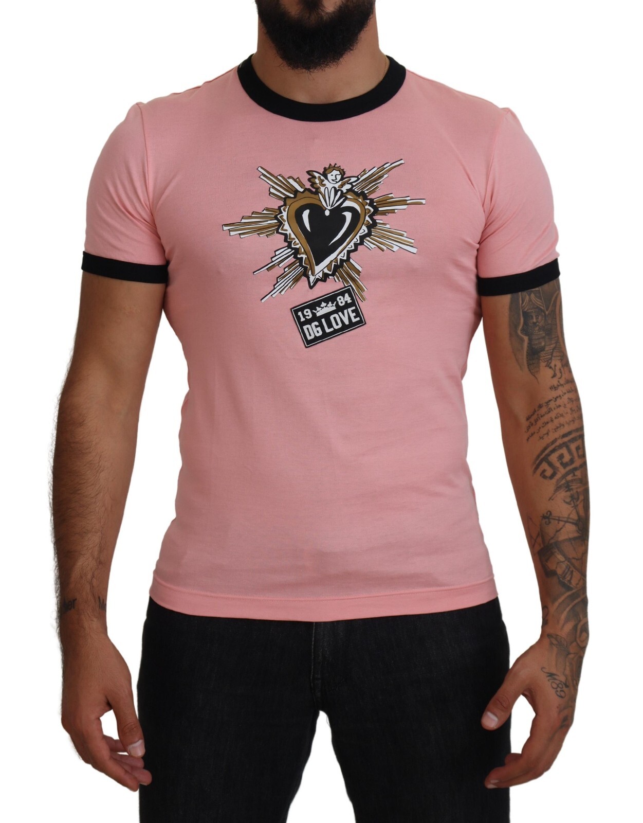 

DOLCE - GABBANA Футболка розовая с принтом DG Sacred Heart, повседневная IT44/US34/ 520usd, Розовый