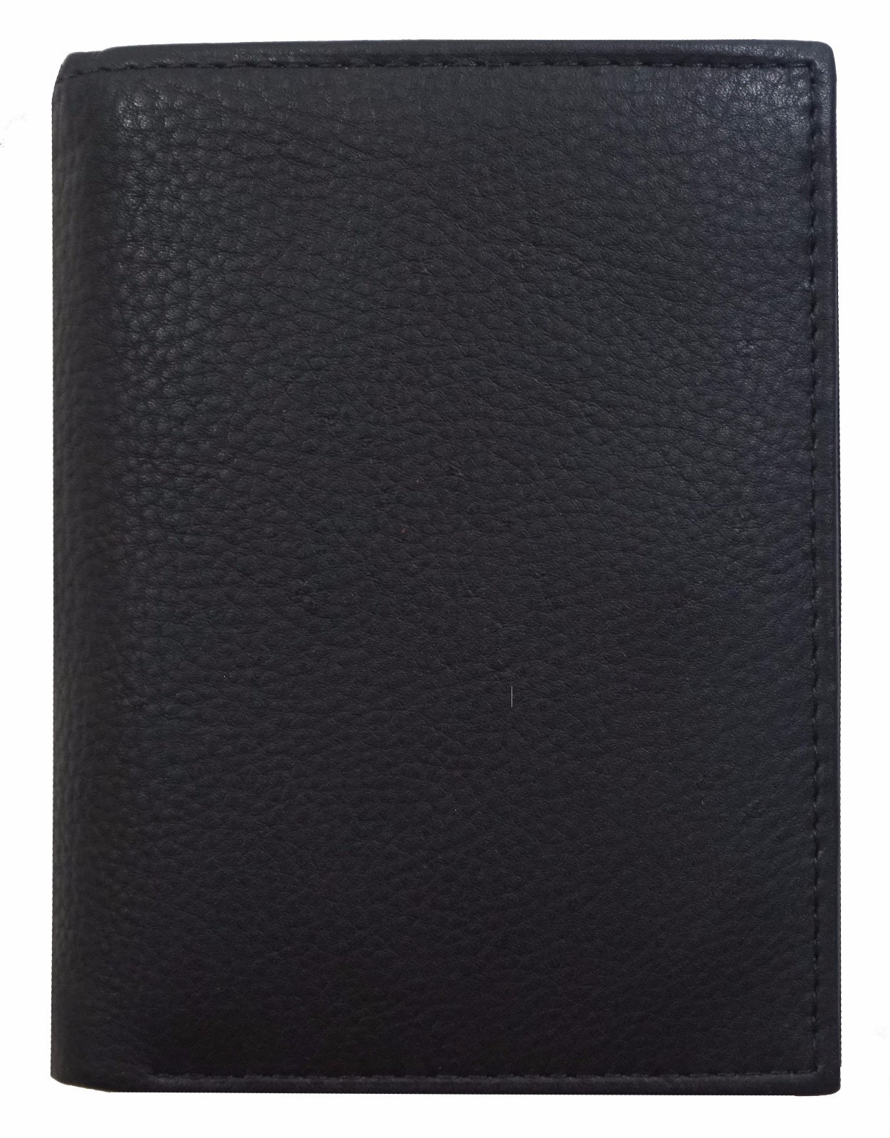 Men's European Cowhide Black Leather Trifold Wallet 3 ID,8 Slots, Change Pocket