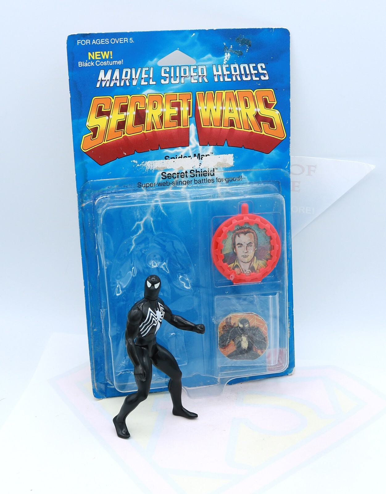 Vintage 1984 Mattel Secret Wars Black Suit Spider-Man Action Figure ~Open Card