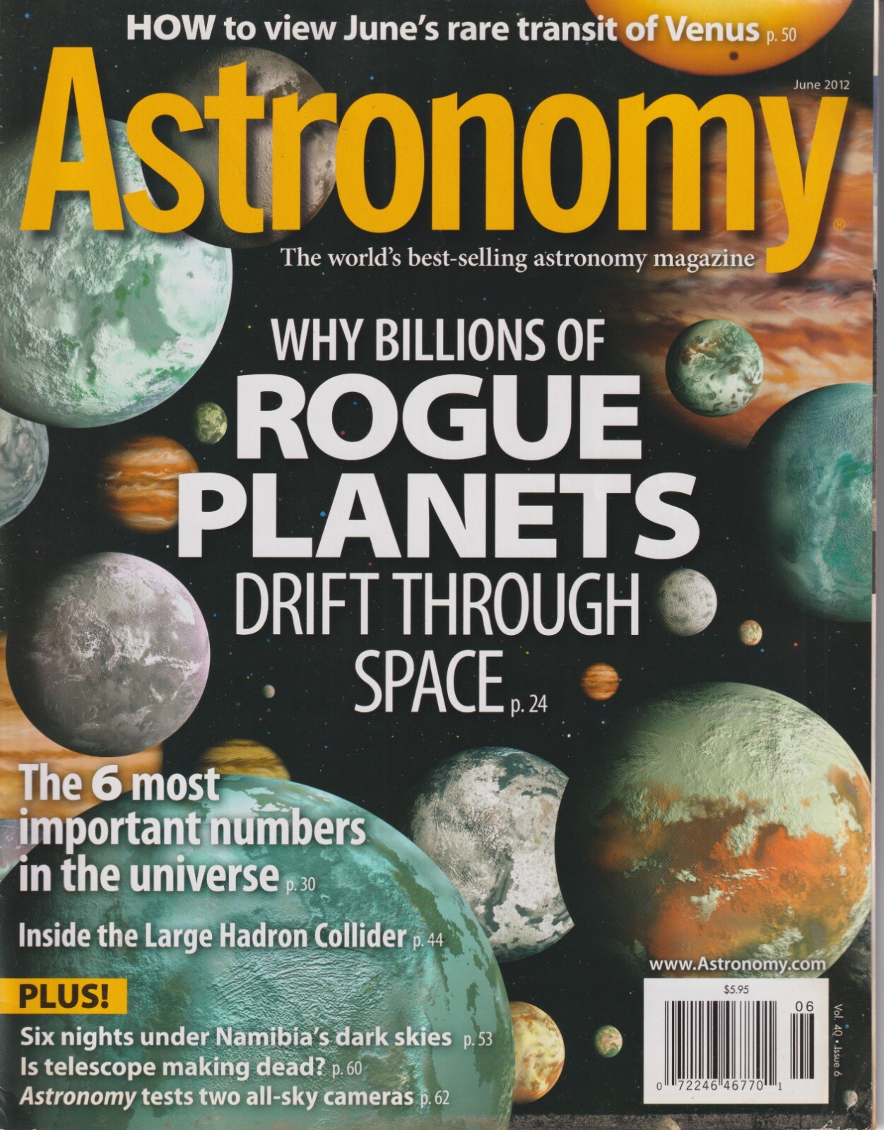Astronomy June 2012 Rogue Planets, June's Rare Transit of Venus,