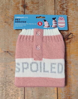 Vibrant Life Pet Sweater Size S Spoiled Pink & White Sparkle Cat Or Dog