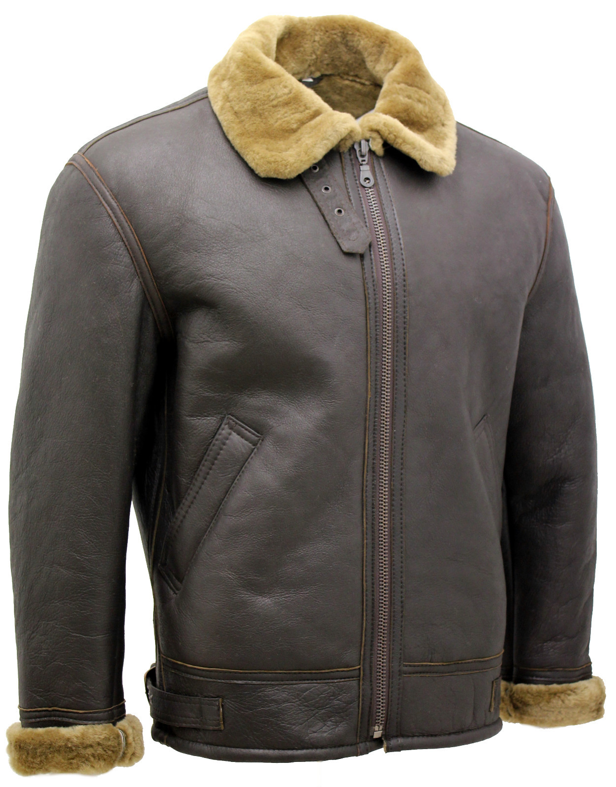 Pre-owned Infinity Men's Ginger B3 Shearling Sheepskin World War 2 Bomber Leather Flying Jacket In Brown With Ginger Fur