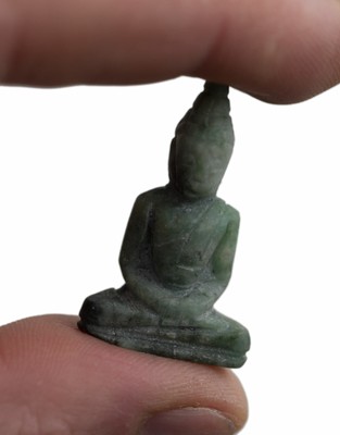 Handmade Somdej Buddha Amulet Thai Jade Stone Figurine Yoga Mudra 26878