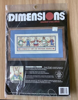 1994 Dimensions #3760 Treasure A Friend Counted Cross Stitch Kit 16x7 New sealed