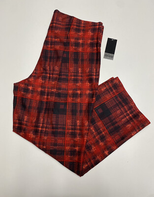 Slim Factor By Investments Womens Legging Plus Size 1XS Stretch Red Plaid