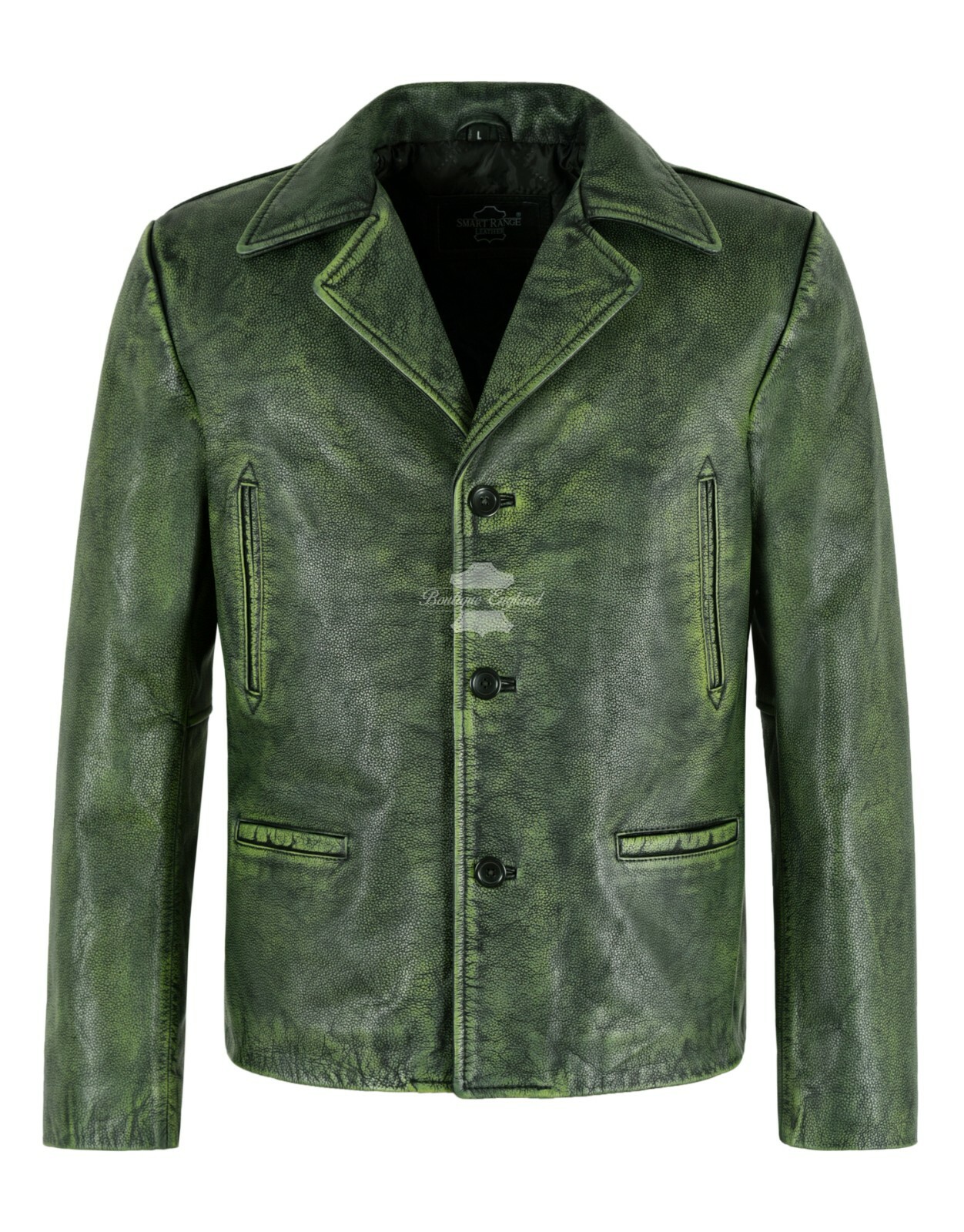 Mens 70's Green Vintage Classic Collared Blazer Real Cowhide Mens 70's Green Vintage Classic Collared Blazer Real Cowhide