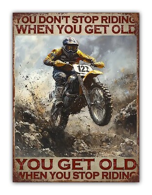Funny Motorcycle Motocross Dirt Bike Metal Garage Sign For Shed Workshop Mancave