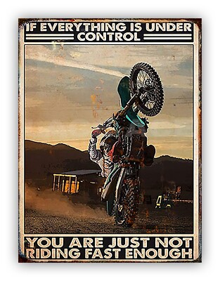 Funny Motorcycle Dirt Bike Motocross Racing Metal Garage Sign For Shed Workshop