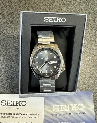 Pre-owned Seiko 5 Automatic Men's Watch Steel Bracelet Day-date Srpe51 Made In Japan