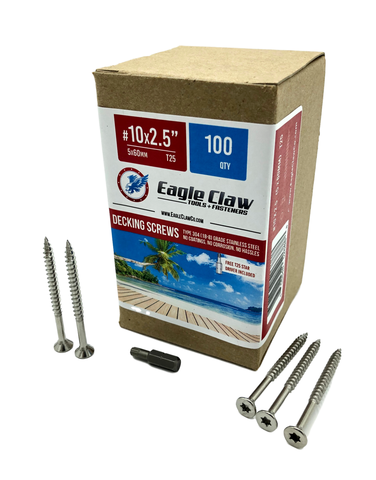 Eagle Claw Stainless Steel Wood Screws Star Drive Flat Head Various Sizes