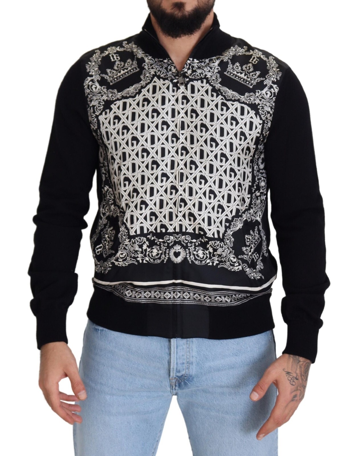

DOLCE - GABBANA Свитер, черная бандана, кашемир, шелк, молния IT48 / US38 /  1880usd, Черный