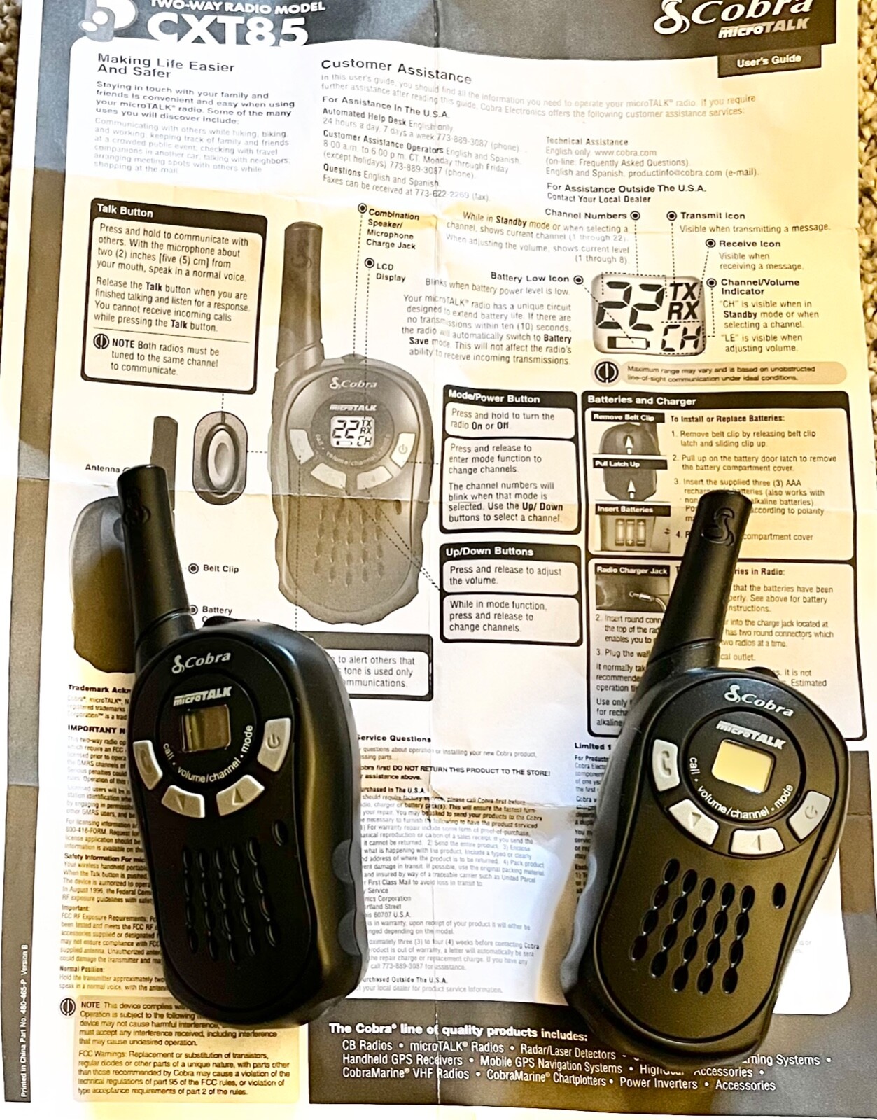 Cobra MicroTalk トランシーバー 2台セット Cobra Micro Talk 2 Way Radio CXT 85 With Long Range | eBay