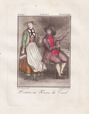 Tirol Austria Österreich Trachten costume gravure Kupferstich Grasset 1806.