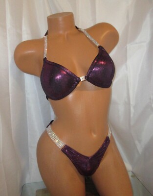 competition NPC FIGURE  posing suit PURPLE  HOLOGRAM  brand new never worn