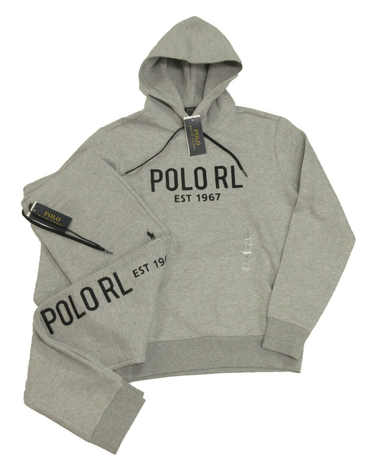 Polo Ralph Lauren Men's Grey Embossed Logo Double Knit Polo Ralph Lauren Men's Grey Embossed Logo Double Knit