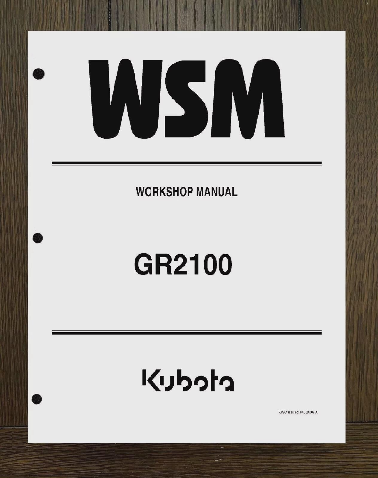 GR2100 Ride-On Tractor Mower Service Manual Fits Kubota