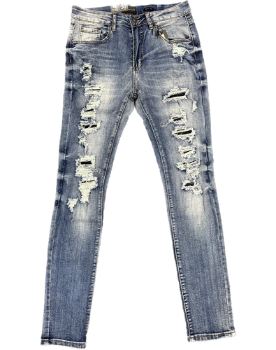 

Мужские синие джинсы скинни с эффектом потертости Waimea, Antique wash