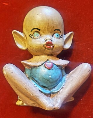 Vintage Creeoy ceramic pixie elf figurine very unique