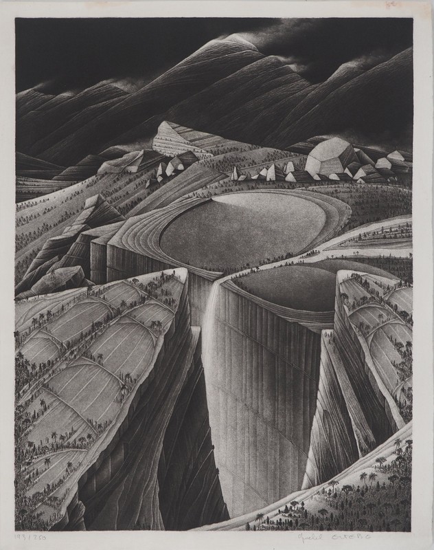 Michel Estebe : Paysage De Montagne, Gravure Originale SignÃ©E
