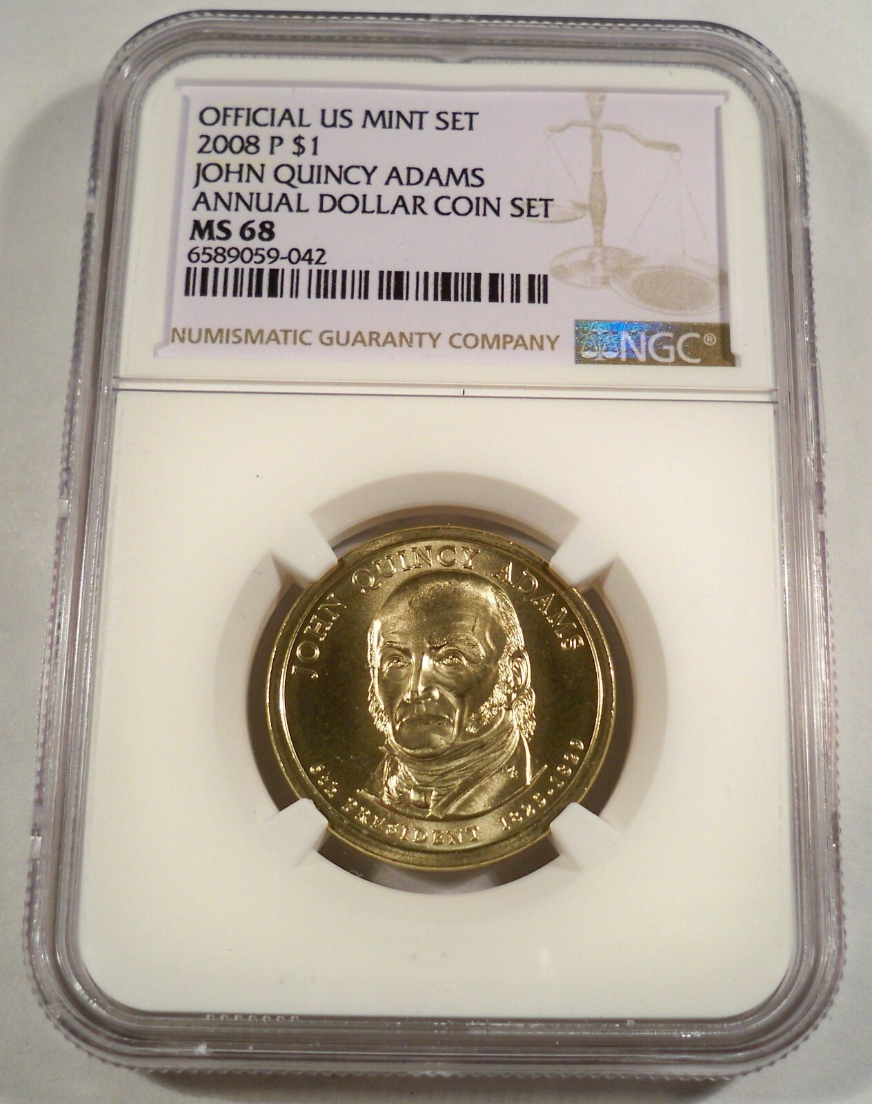 2008-P NGC MS68 PRESIDENTIAL DOLLAR JOHN QUINCY ADAMS $1 MS