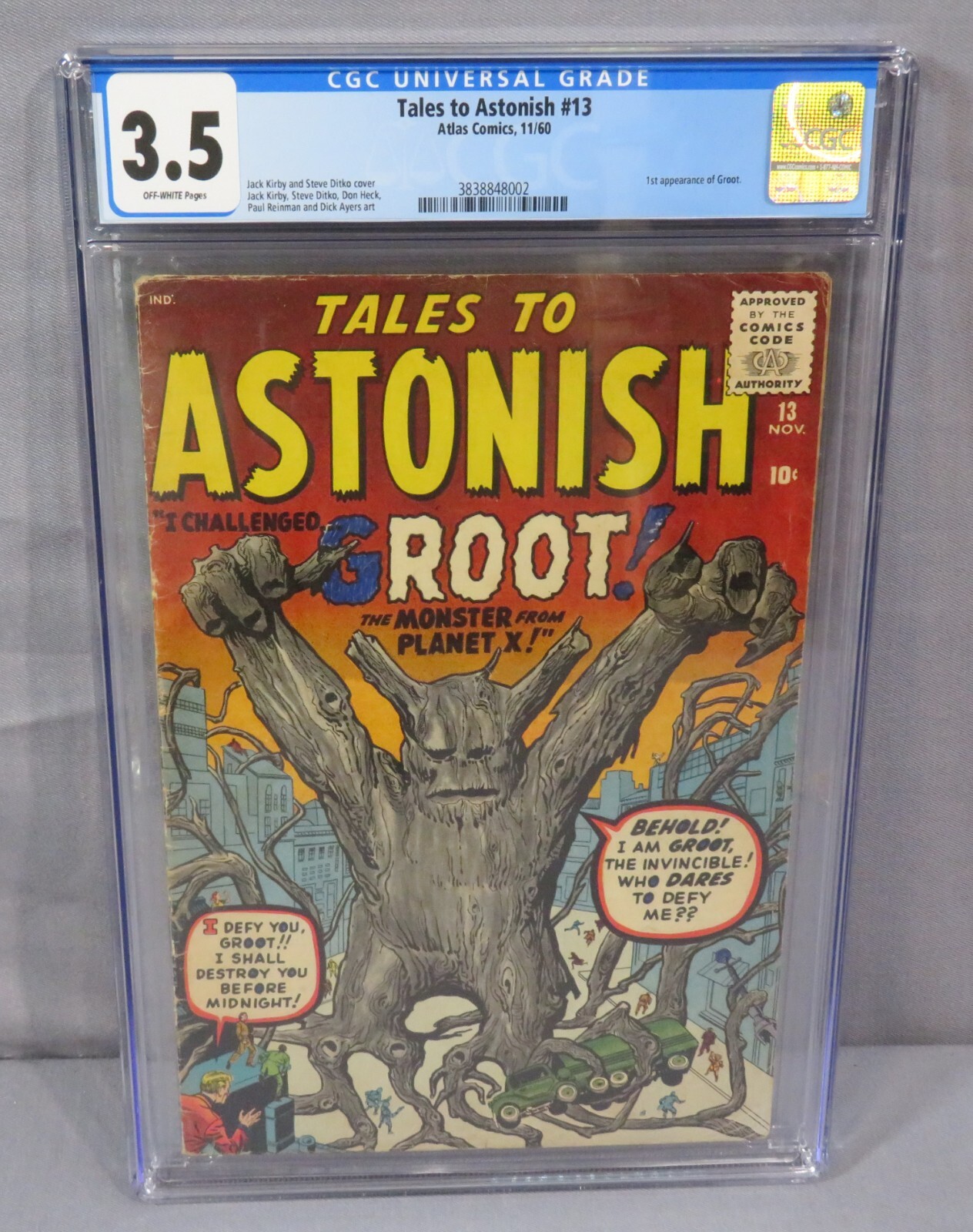 TALES TO ASTONISH #13 (Groot 1st app) CGC 3.5 VG- Atlas