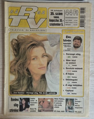 Jane Seymour on front cover Hungarian TV magazine, August-September 1999. Rare!