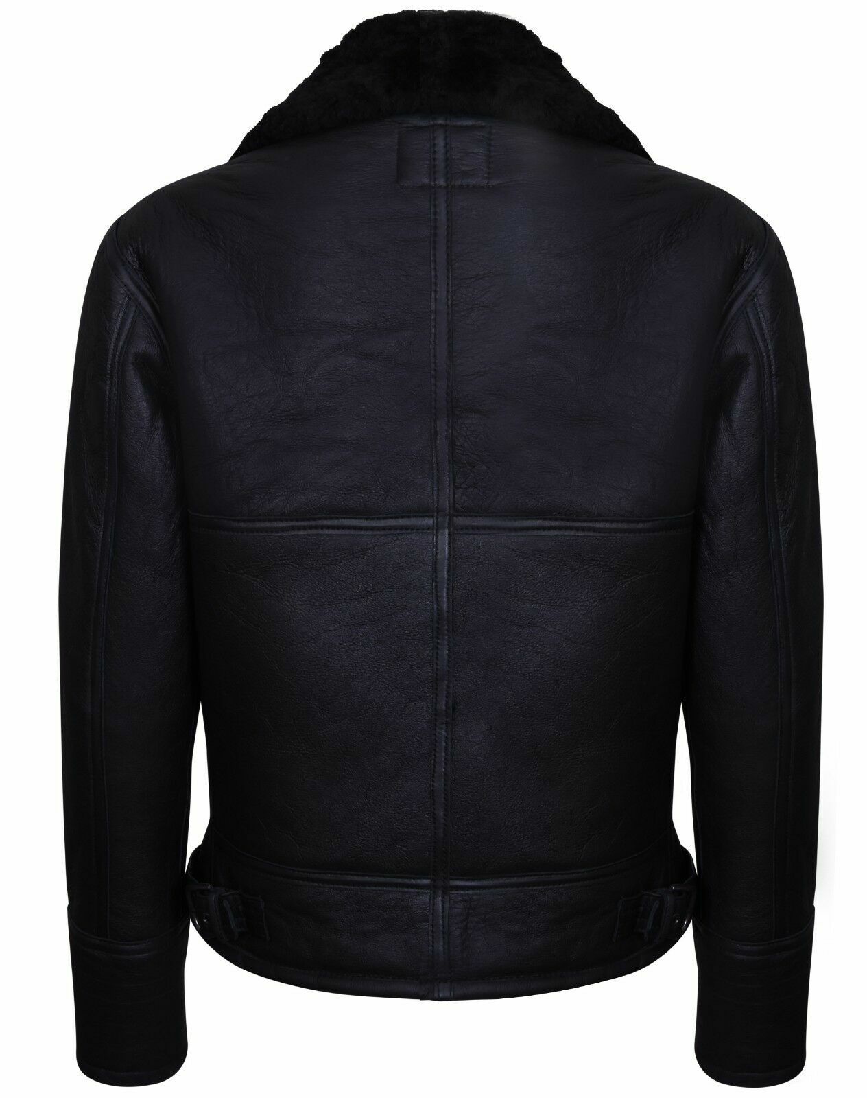 Pre-owned Infinity Leather Men's Black B3 'air Force' Real Shearling Sheepskin Aviator Pilot Flying Jacket