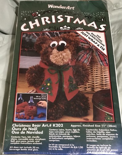 Unique CHRISTMAS BEAR Doll WRAP & TIE Kit NO KNITTING NO CROCHETING 11”