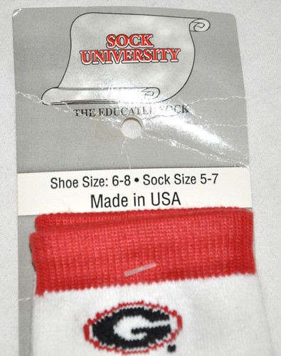 University of Georgia Bulldogs Sock University Ankle Socks Kids Sz 5-7 NWT