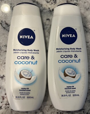 2 Pack Nivea Coconut Jojoba Oil Body Wash 16.9 oz Moisturizing Smooth RARE HTF