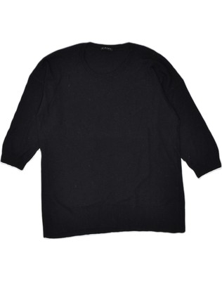 SISLEY Womens 3/4 Sleeve Crew Neck Jumper Sweater UK 16 Large Black EG03