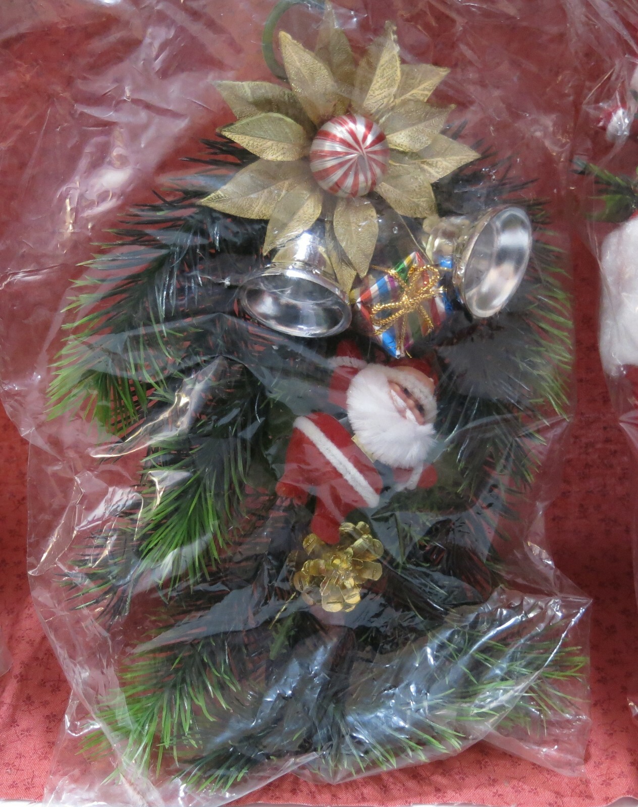 Vintage NEW Christmas Plastic Decorations NOS NIP Snowman Santa Greens Boot