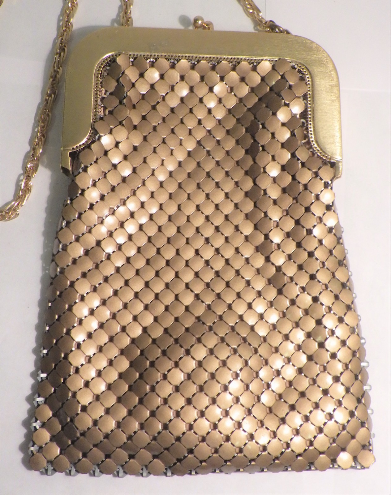 Vintage Whiting Davis Mesh Purse Evening Bag Bronze Metal Large Jumbo 10 In Long