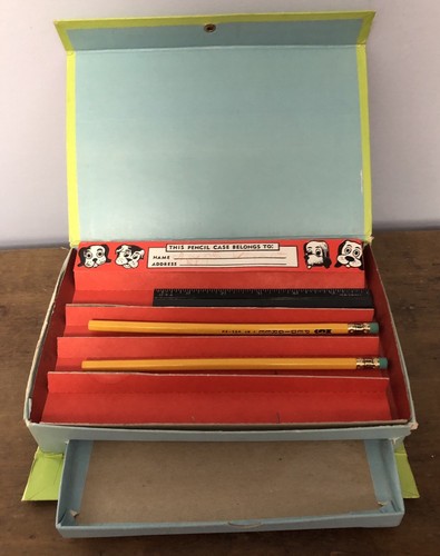 Vintage Empire Pencil Case Empire School Box with pencils and ruler
