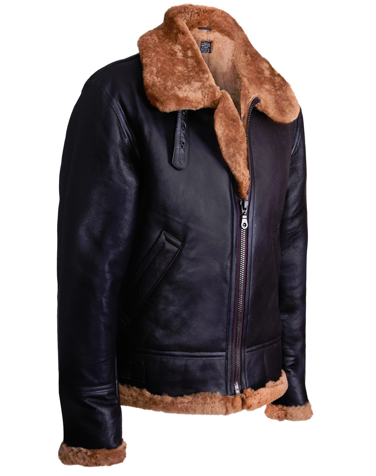 Pre-owned Infinity Men's Aviator Brown B3 Real Shearling Sheepskin Leather Bomber Flying Jacket In Brown With Ginger Wool