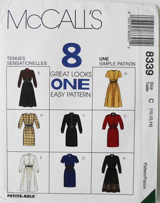 McCalls 8339 Misses 8 Great Looks Dresses 2 Length Sewing Pattern Sz 10-12-14