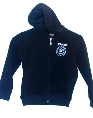 Toddler zip-up pocket hoodie 100% 5-6 black ''Lil Rocker''