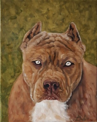 Pitbull Dog Peinture à l'huile originale Dog Lover cadeau toile peinture...