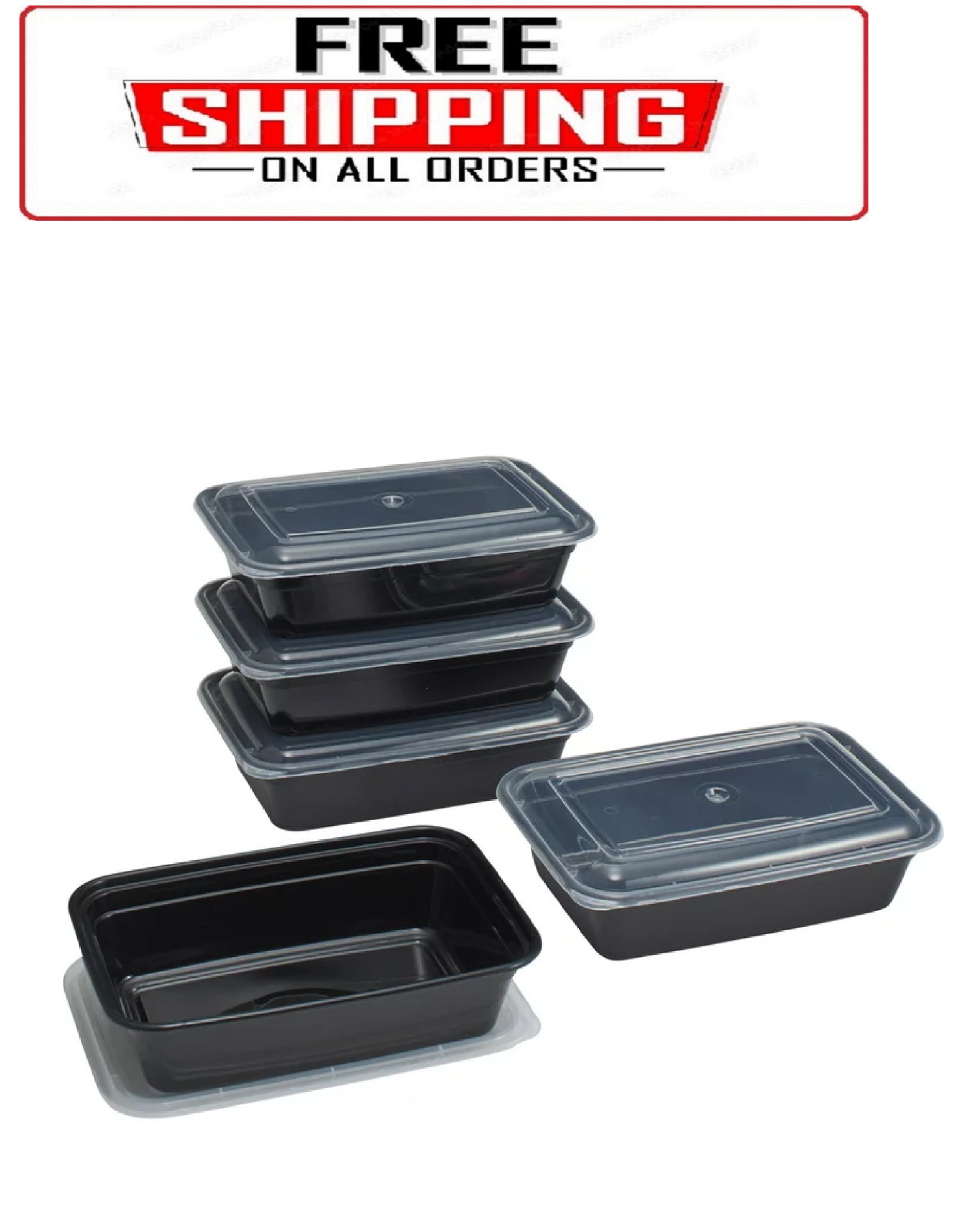 Mainstays 1L Rectangle Meal Prep Food Storage Container, 5 Pack