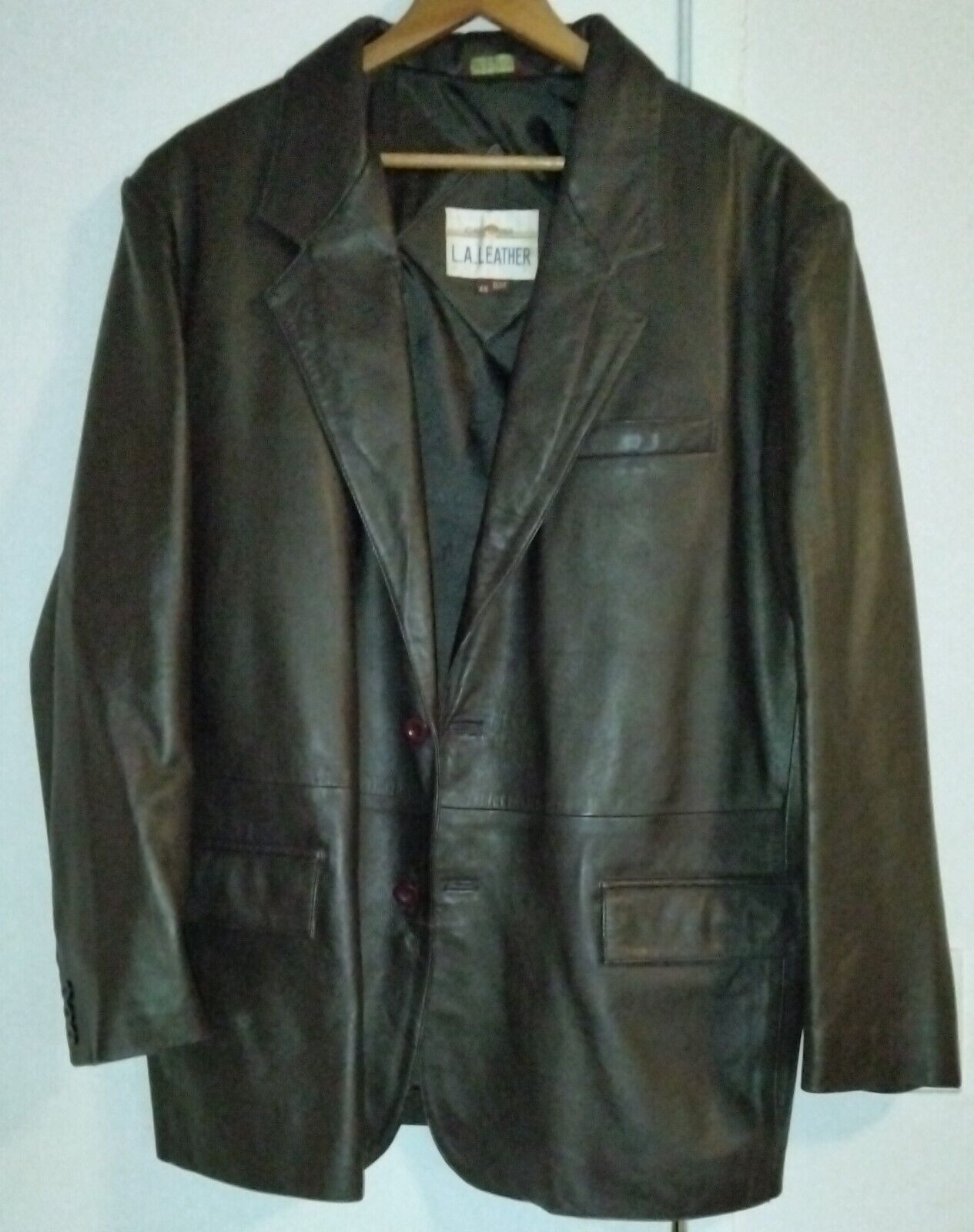 California L.A. Leather Brown Leather Jacket 46R Two Button California L.A. Leather Brown Leather Jacket 46R Two Button