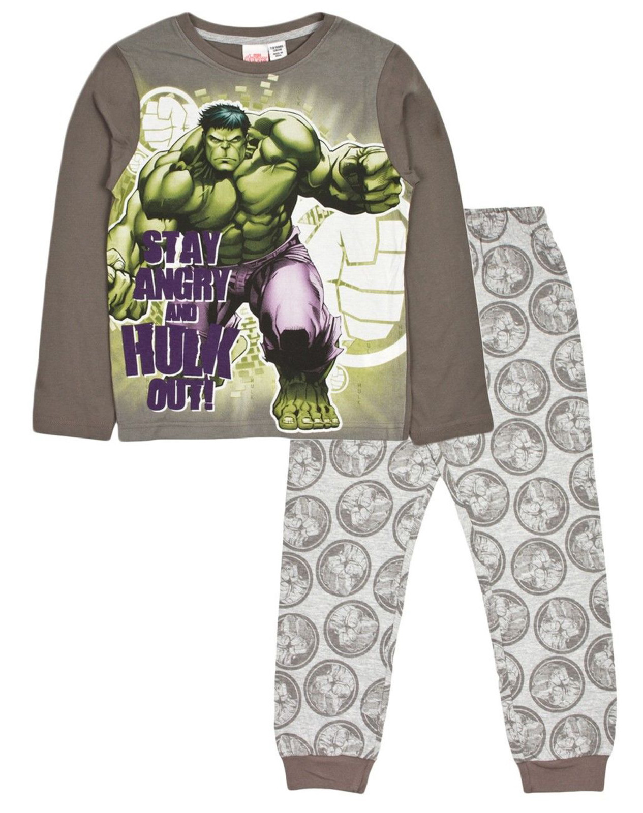 Boys Kids Hulk Avengers Character Pyjamas Nightwear PJs Long Sleeve 100/% Cotton