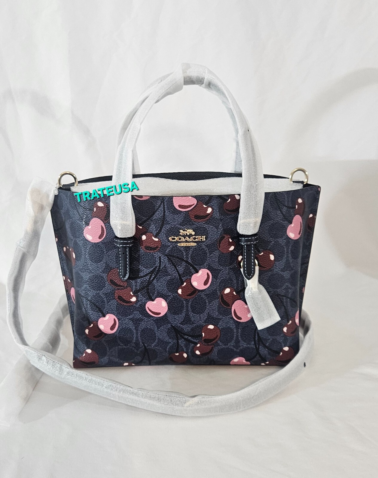 NWT🍒Coach Mollie Tote Bag 25 Signature Canvas Cherry Print