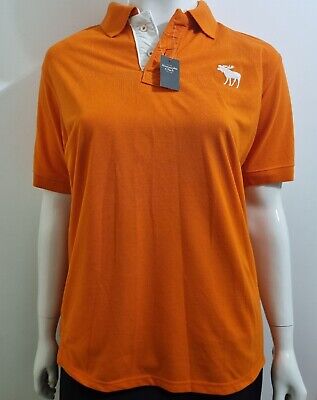 Abercrombie And Fitch Womens Polo Shirt XXL Orange Short-Sleeve Button Up Top
