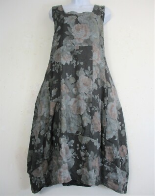 Lagenlook 100% Linen Italian Summer Dress Pockets Plus Sizes: Plus 1 Plus 2