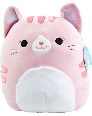 Squishmallows PAULITA 16'' Pink Tabby Cat Soft Plush Large Genuine 190258