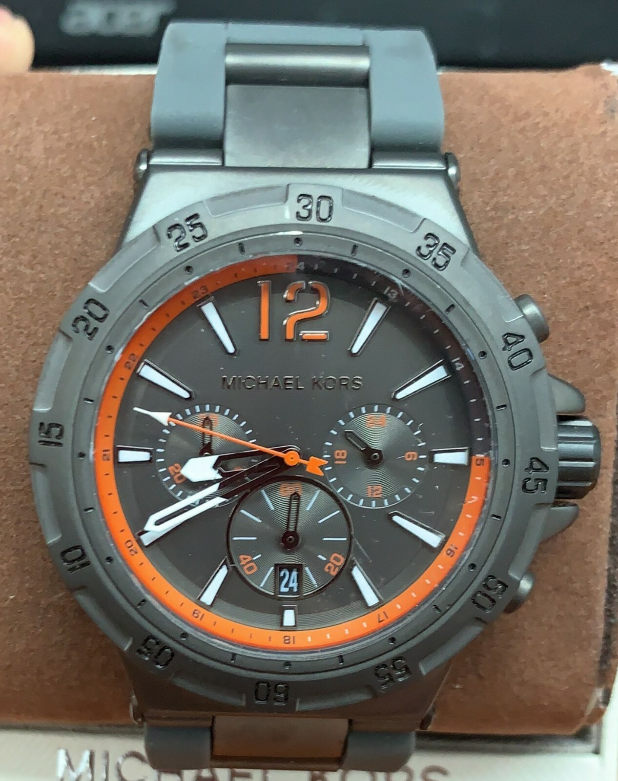 Michael Kors Mens Gunmetal Melbourne Chronograph Rubber Band Michael Kors Mens Gunmetal Melbourne Chronograph Rubber Band