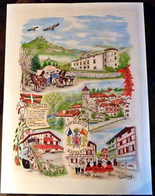 AFFICHE ENTOILEE ESPELETTE EZPELETA LA PATRIE BASQUE