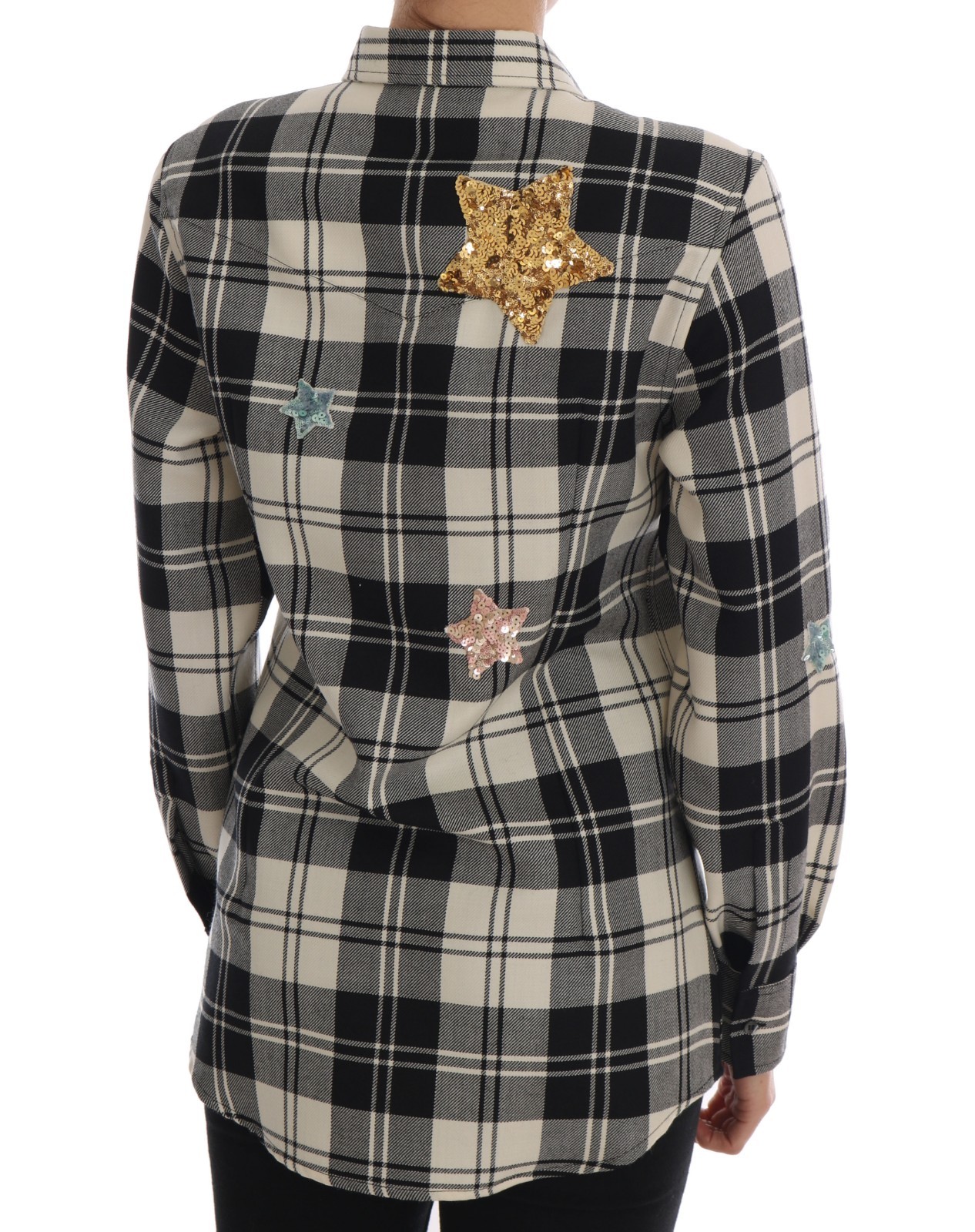 Pre-owned Dolce & Gabbana Blouse Shirt Black White Fairy Tale Crystal It42/us8/m Rrp $3700