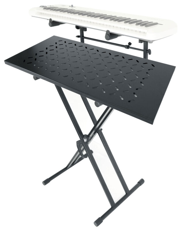 Rockville RKS42X 2-Tier X-Stand Keyboard or DJ Stand w/ Shelf to Turn Into Table